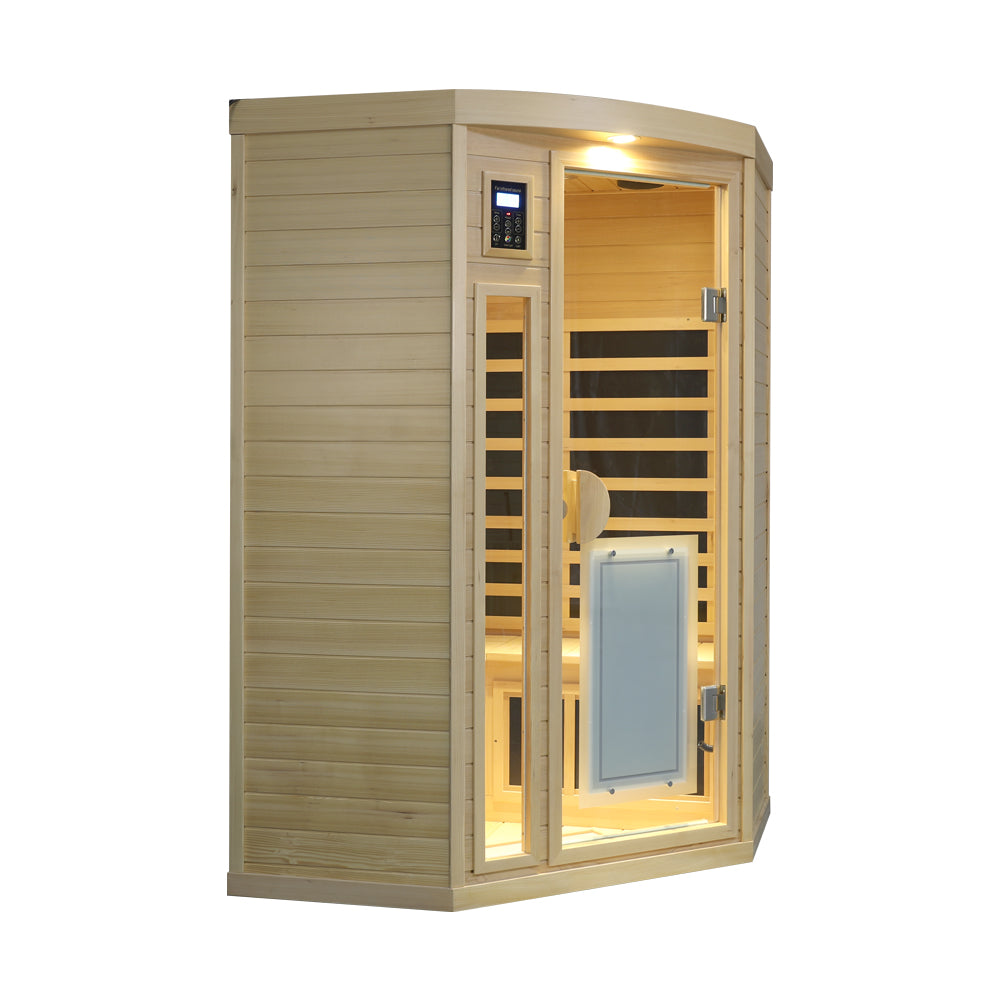 Hemlock Pentagonal Indoor Far Infrared Sauna Room with Digital Controls - Natural Hemlock