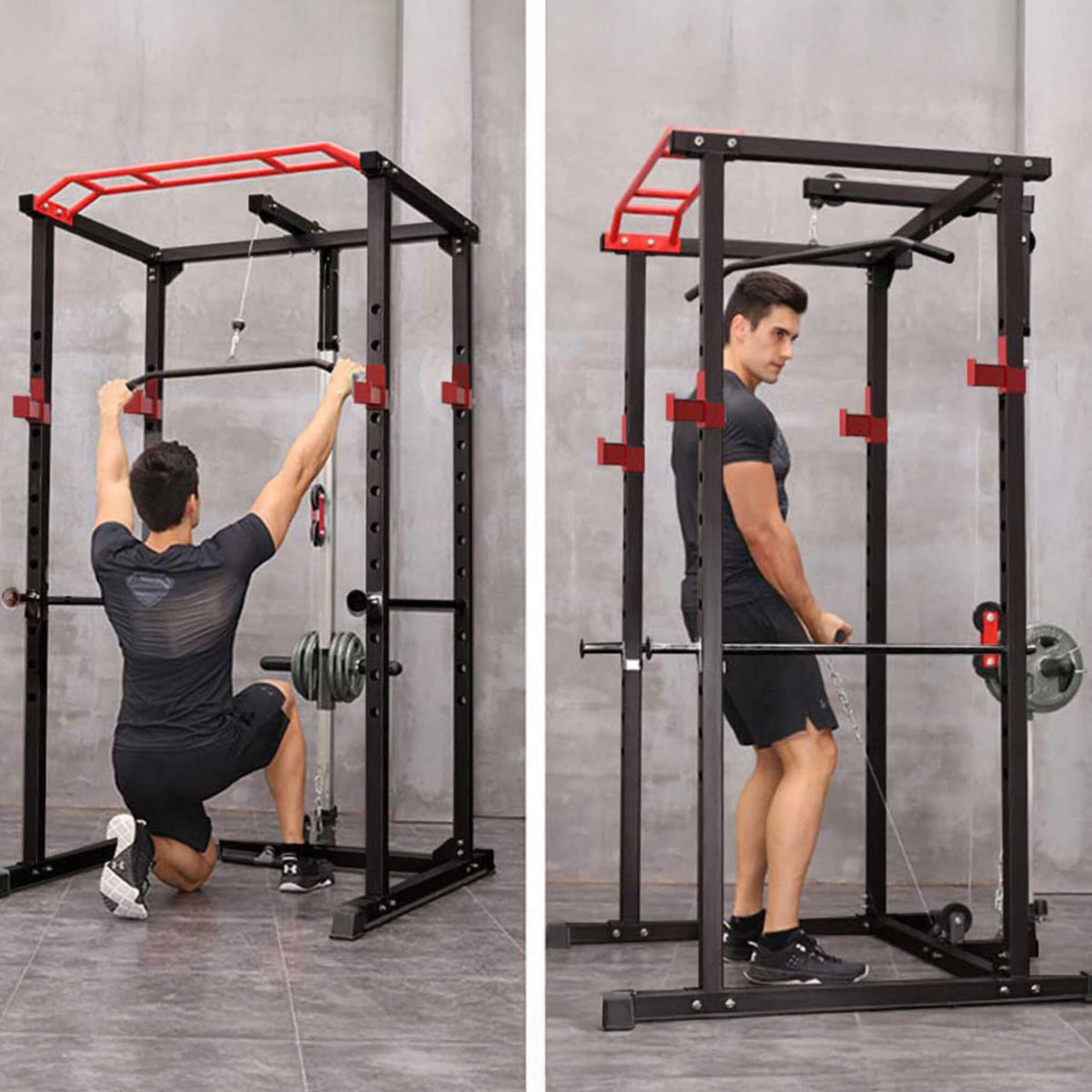 1000LBS Multi-Functional Barbell Rack Squat Power Cage With Weight Bench (SAK35822)
