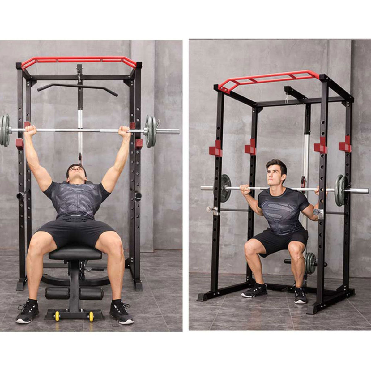 1000LBS Multi-Functional Barbell Rack Squat Power Cage With Weight Bench (SAK35822)