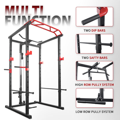 1000LBS Multi-Functional Barbell Rack Squat Power Cage With Weight Bench (SAK35822)