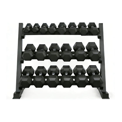 450-Pounds Rubber Hex Dumbbell Set With Rack (SAK90714)