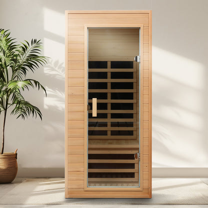 Hemlock Wood One-Person Indoor Sauna Room with Far Infrared Technology