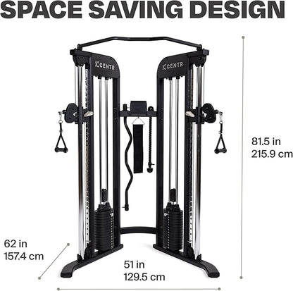 Centr Home Gym Functional Trainer - Multifunctional Cable Machine Home Gym System - Workout Weight Machine for Strength Training - Full Body Compact Exercise & Fitness Equipment Set