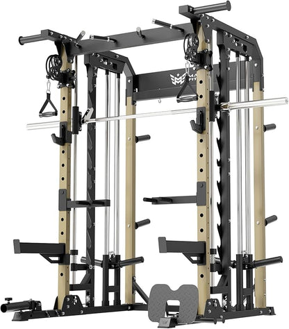B52 Machine Home Gym with Power Rack, Cable Crossover, Dual Pulley System, Landmine, and Multi-Grip Pull-Up Bar – Heavy-Duty Fitness Equipment for Strength Training and Full-Body Workouts