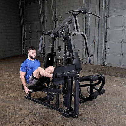 Body-Solid (EXM2500BLPS) Multi-Station Home Gym Machine Arm & Leg Strength Training Functional Exercise Workout Station, 210lbs. Black Weight Stack with Leg Press