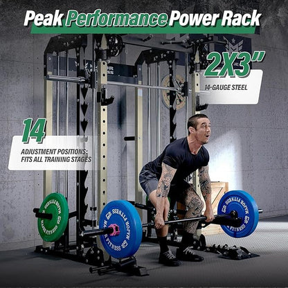 B52 Machine Home Gym with Power Rack, Cable Crossover, Dual Pulley System, Landmine, and Multi-Grip Pull-Up Bar – Heavy-Duty Fitness Equipment for Strength Training and Full-Body Workouts