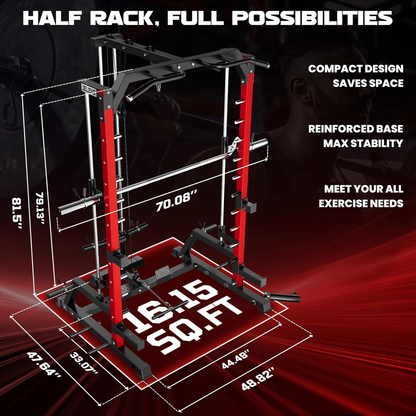 SR01 Smith Machine, 2000LBS Multi-Function Power Cage with LAT Pulldown System, All-In-One Home Gym Squat Rack with Smith Bar and Training Attachments for Full Body Workouts