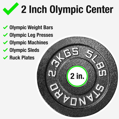 Steel Olympic Plates 175LB Set - 2 Inch Olympic Hammertone Coated 2X 2.5Lb, 5Lb, 10Lb, 25Lb, & 45Lb for Weight Lifting Training