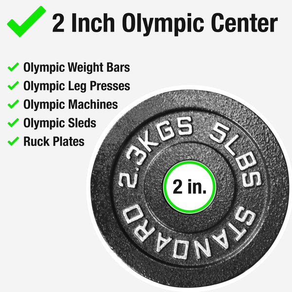 Steel Olympic Plates 175LB Set - 2 Inch Olympic Hammertone Coated 2X 2.5Lb, 5Lb, 10Lb, 25Lb, & 45Lb for Weight Lifting Training