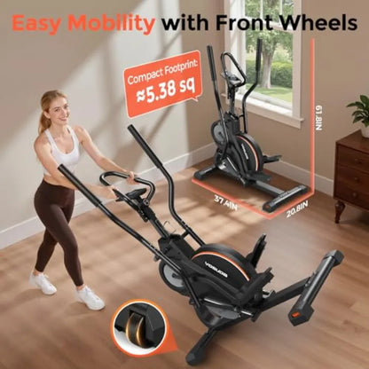 Compact 3-In-1 Elliptical Cardio Climber Stair Stepper For Home