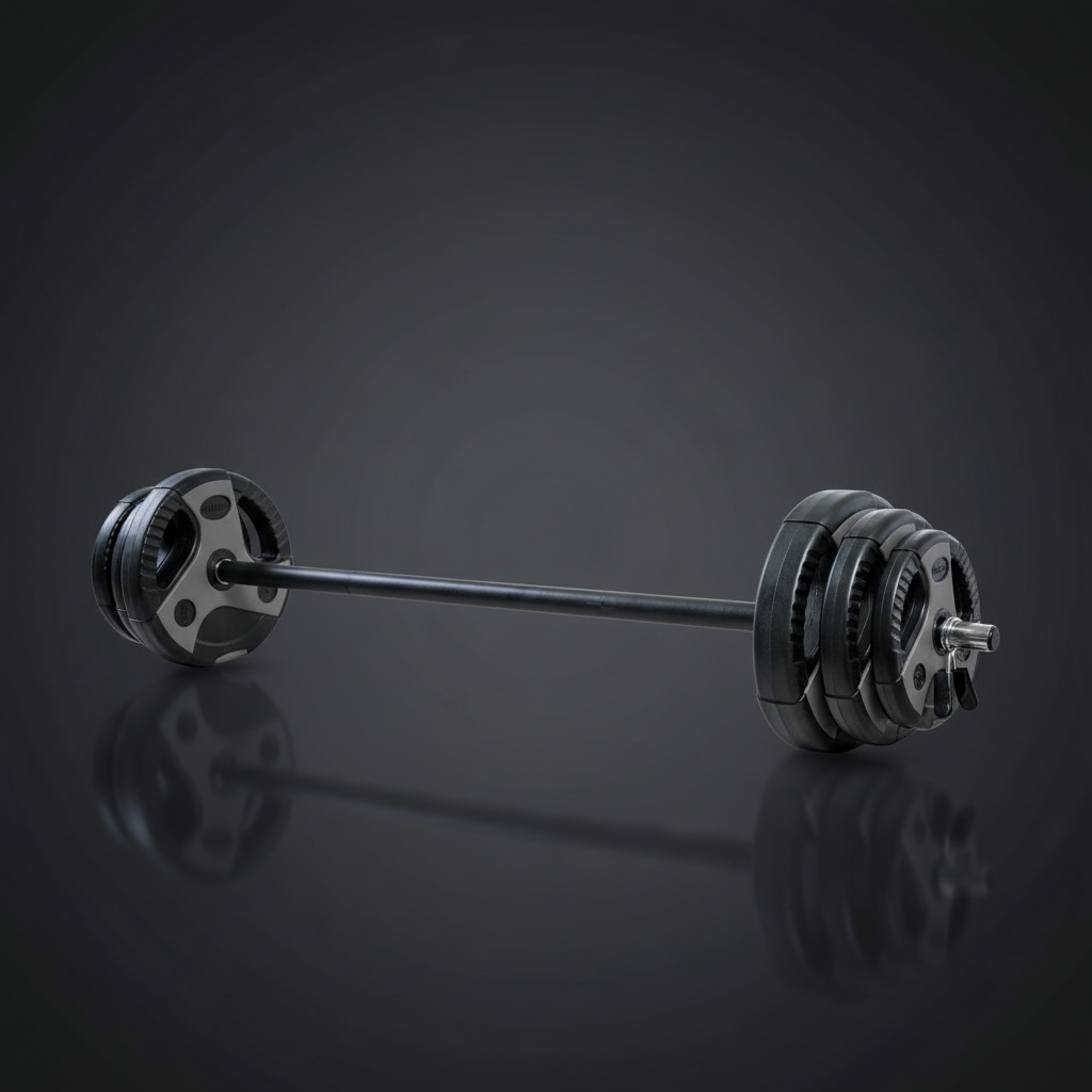 43 LB Barbell Weight Set for Home Gym with 55” Padded Bar, Adjustable Weights for Exercise, Lifting and to Build Muscle