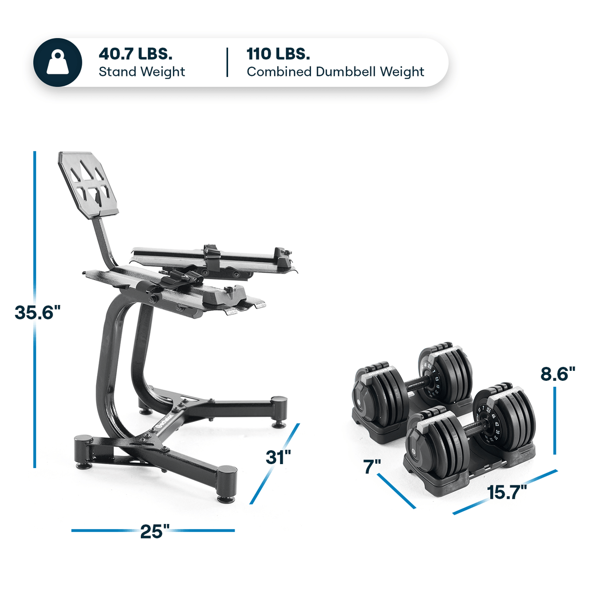 Echelon Adjustable Dumbbells with Stand