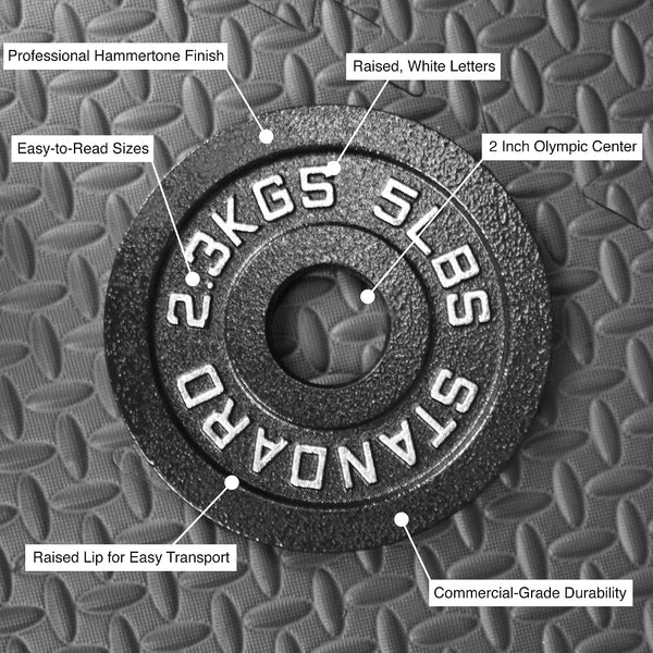 Steel Weight Plates 85LB Set - Olympic 2 Inch Center Premium Coating 2X 25Lb, 10Lb, 5Lb, and 2.5Lb for Olympic Weight Lifting Barbells