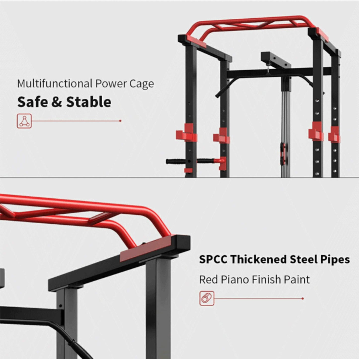 Rovix Heavy-Duty 1000LBS Professional Multi-Function Adjustable Power Cage Rack (SAK98149)