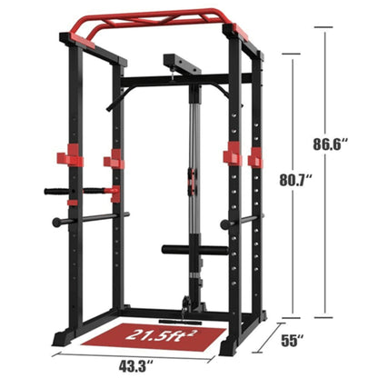 Rovix Heavy-Duty 1000LBS Professional Multi-Function Adjustable Power Cage Rack (SAK98149)