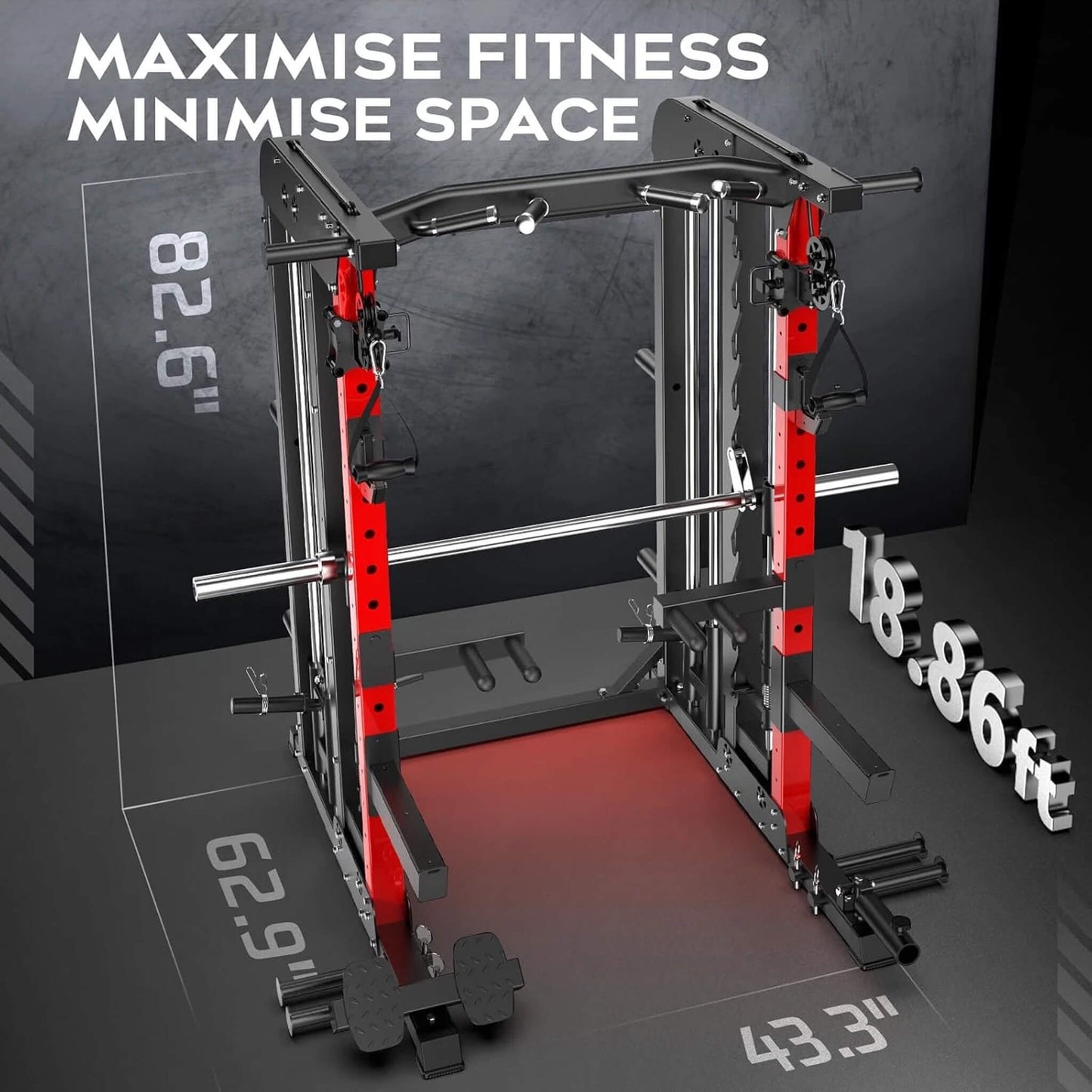 Rovix Premium 2000LBS All-In-One Squat Rack Power Cage With Smith Machine (SAK59213)