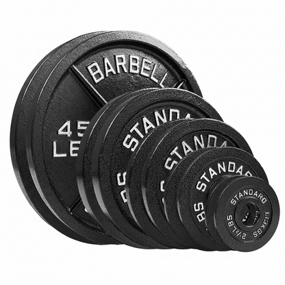Steel Olympic Plates 175LB Set - 2 Inch Olympic Hammertone Coated 2X 2.5Lb, 5Lb, 10Lb, 25Lb, & 45Lb for Weight Lifting Training