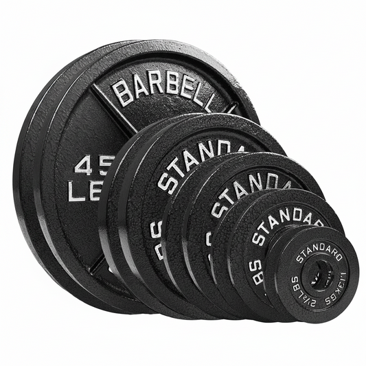 Steel Olympic Plates 175LB Set - 2 Inch Olympic Hammertone Coated 2X 2.5Lb, 5Lb, 10Lb, 25Lb, & 45Lb for Weight Lifting Training